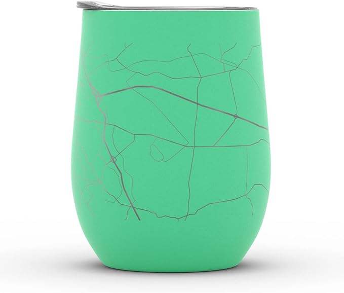 Well Told Engraved Lexington Kentucky Map Insulated Wine Tumbler, Etched Stainless Steel Cup (12 oz, Sunday Green) City Map Insulated Tumbler, Custom Insulated Tumbler, Outdoor Drinkware