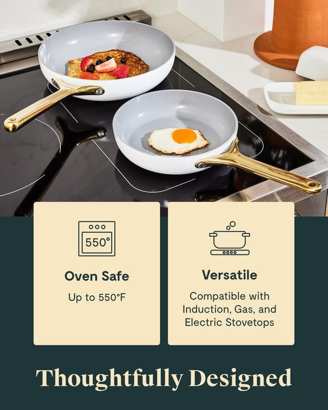 Caraway Nonstick Ceramic Frying Pan (2.7 qt, 10.5") - Non Toxic, PTFE & PFOA Free - Oven Safe & Compatible with All Stovetops (Gas, Electric & Induction) - Sage