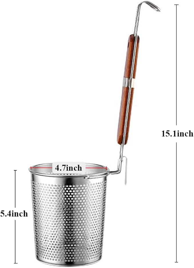 TENTA KITCHEN 2 Pieces Micro-Perforated Stainless Steel Pasta Strainer With handle,Food Dumpling Noodle Strainer,Straining Noodles Pasta Basket (Dia 4.7inch,12cm)