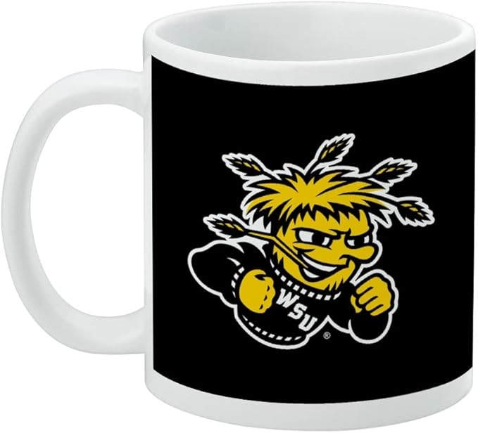 Wichita State University Shockers Logo Ceramic Coffee Mug, Novelty Gift Mugs for Coffee, Tea and Hot Drinks, 11oz, White