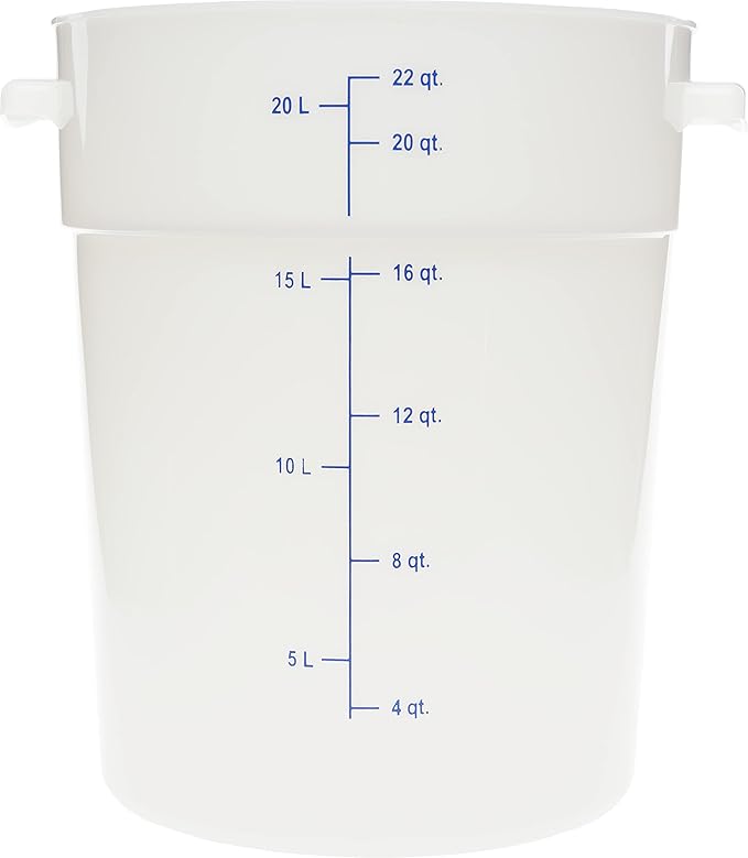 Carlisle FoodService Products Storplus Round Food Storage Container with Stackable Design for Catering, Buffets, Restaurants, Polyethylene (Pe), 22 Quart, White