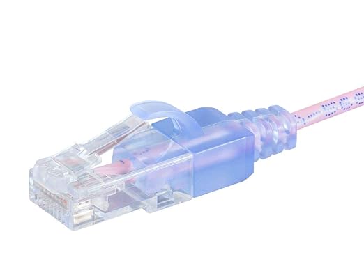 Monoprice Cat6A 7ft Pink 5-Pk Patch Cable UTP 30AWG 10G Pure Bare Copper Snagless RJ45 SlimRun Series Ethernet Cable