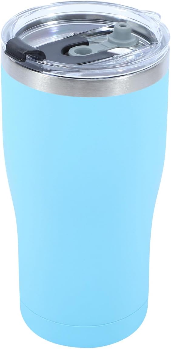Dongni 20oz Tumbler with Lid Stainless Steel Tumblers Bulk, Double Wall Vacuum Insulated Coffee Travel Mug Powder Coated Tumbler（Sky blue 1 pack）