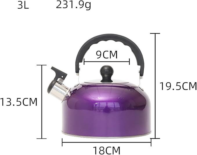 2.7 Quart (3 L) Tea Kettle, Food Grade Stainless Steel Teakettle is Best for Boiling Water, Brewing Tea, and Making Coffee (Purple)