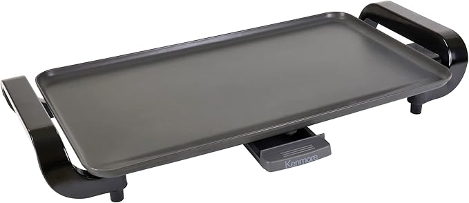 Kenmore Electric Griddle - Nonstick 10x18" Pan, External Temperature Control, Grill Bacon, Eggs, Pancakes, Crepes, Tortillas, Easy Clean Countertop Cooking Kitchen Appliance Removable Drip Tray