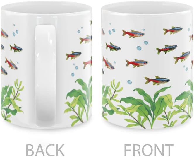 MUGBREW Neon Tetra Fish Ceramic Coffee Mug Tea Cup, 11 OZ