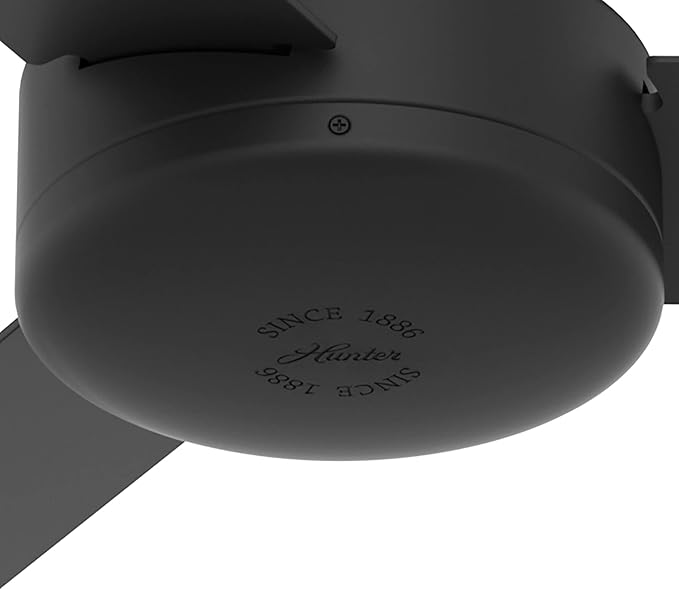 Hunter 52 inch Indoor Ceiling Fan No Light - Black Modern Ceiling Fan without Light, 3 Blades, Standard Mount, For Bedroom, Living Room, or Kitchen, Wall Control - Presto 50810, Matte Black
