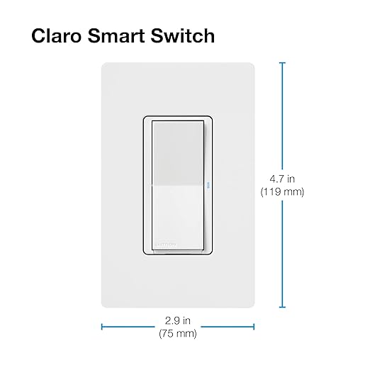 Lutron Claro Smart Light Switch for Caseta Lighting, for LED Lights, Fans, 5 Amp, Single-Pole/3-Way, Neutral Required, DVRF-5NS-IV, Ivory