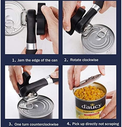 Safe Cut Manual Can Opener, Handheld With Soft Grips, Ergonomic Smooth Edge, Food Grade Stainless Steel Cutting Can Opener for Kitchen & Restaurant