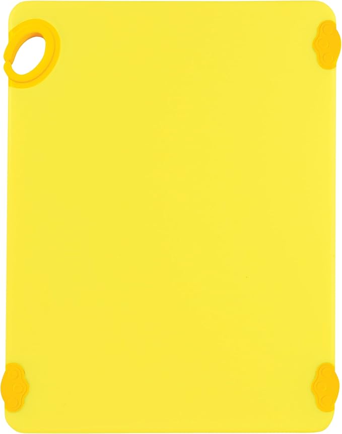 Winco Non-Slip Cutting Board with Hook, 15" x 20" x 1/2", Yellow