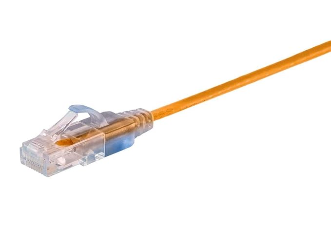 Monoprice Cat6A 2ft Yellow 10-Pk Patch Cable UTP 30AWG 10G Pure Bare Copper Snagless RJ45 SlimRun Series Ethernet Cable