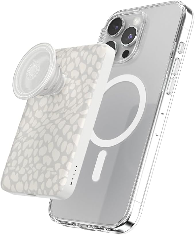PopSockets PowerPack for MagSafe, Portable Phone Charger, Magnetic Wireless Portable Charger, 5000mAh - Horchata Fossil