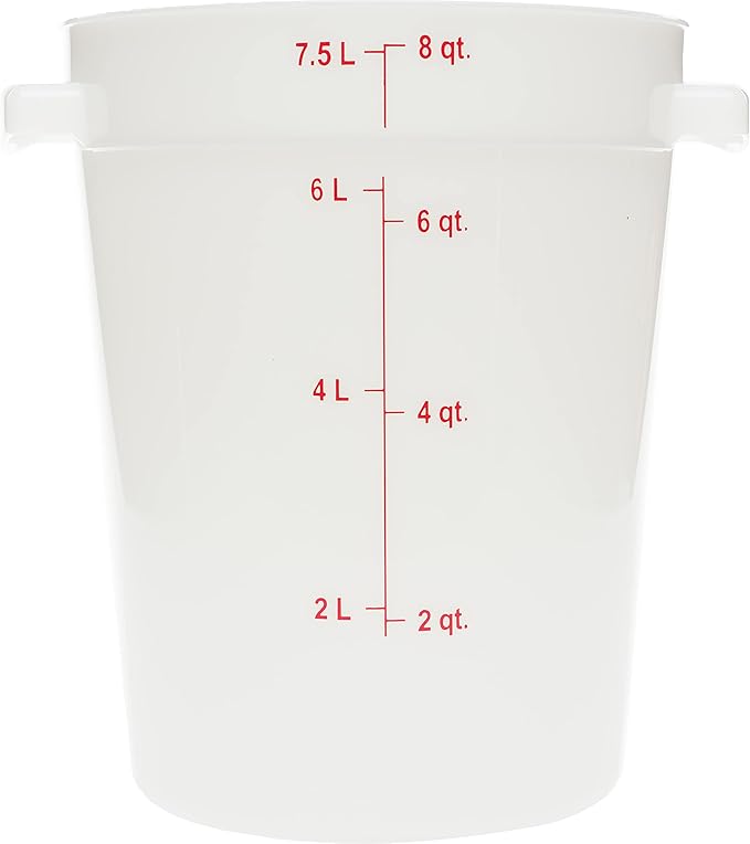 Carlisle FoodService Products Storplus Round Food Storage Container with Stackable Design for Catering, Buffets, Restaurants, Polyethylene (Pe), 8 Quart, White