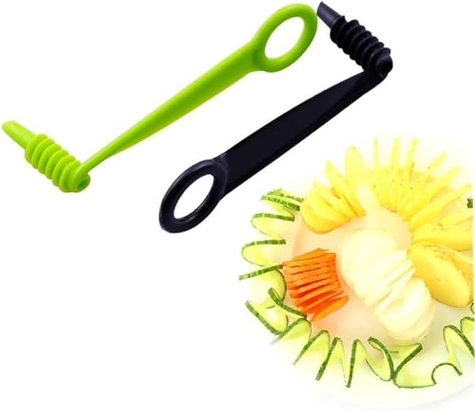 1Pc Green Spiral Slicer Blade Hand Slicer Cutter Potato Cucumber Vegetables Spiral Knife Kitchen Accessories Tool,Manual Spirals Screw Slicers Peelers Kitchen and Dining,Graters,Peelers and Slicers