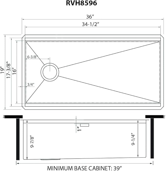 Ruvati 36-inch Rounded Corners Workstation Kitchen Sink - Slope Bottom Offset Drain Undermount Kitchens Sink - 16 Gauge Stainless Steel Kitchen Sinks with Accessories - RVH8596