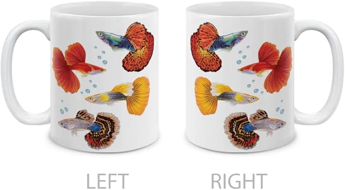 MUGBREW Fancy Guppies Fish Ceramic Coffee Mug Tea Cup, 11 OZ