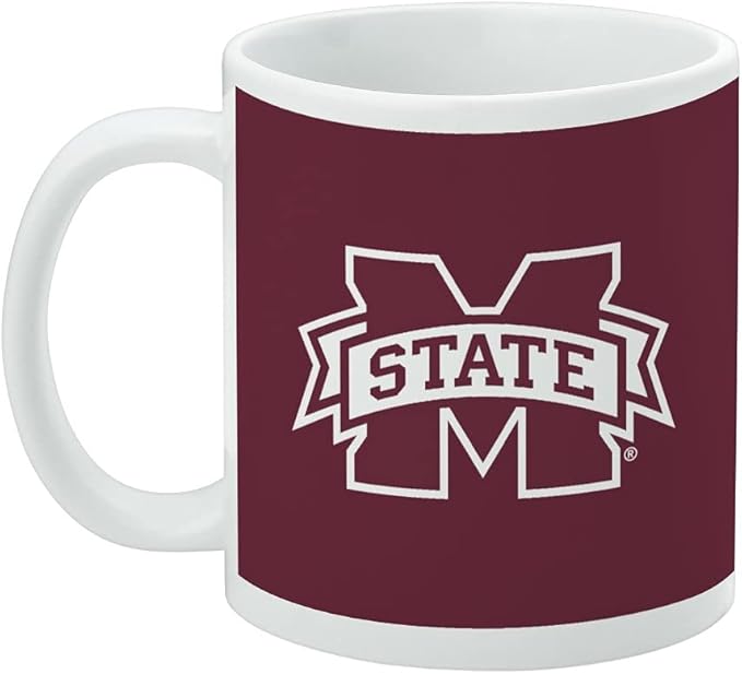 Mississippi State Logo Ceramic Coffee Mug, Novelty Gift Mugs for Coffee, Tea and Hot Drinks, 11oz, White