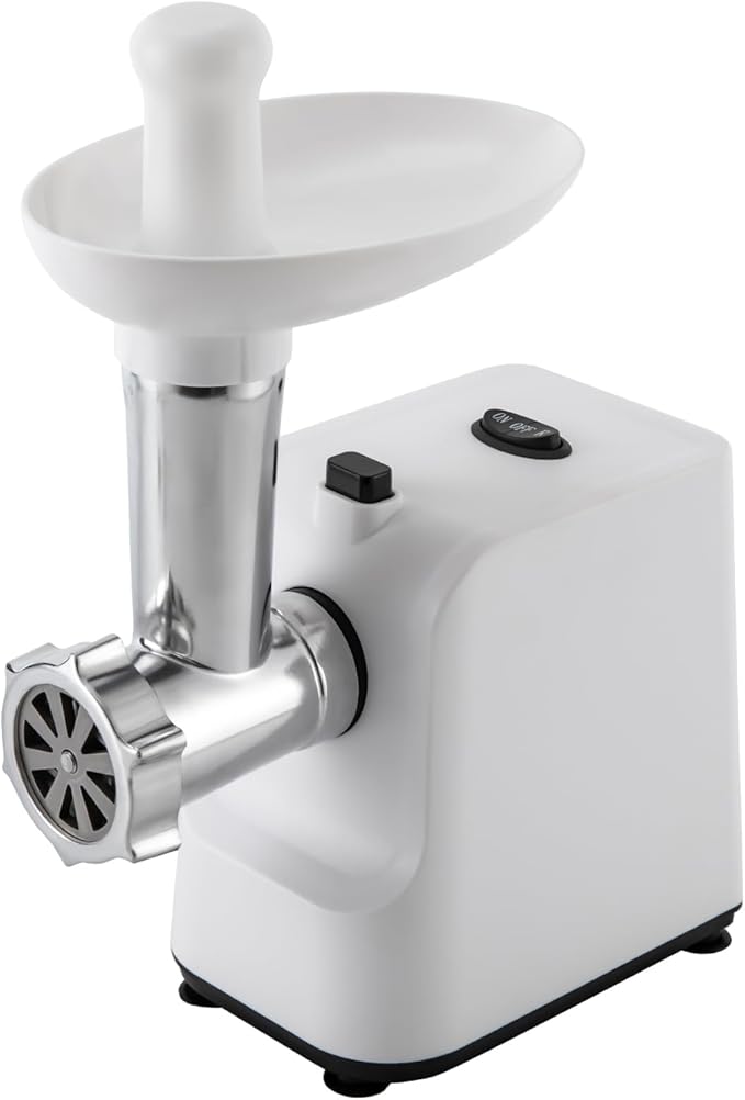 Meat Grinder, 1000W Electric Grinder For Meat with Attachments, Stainless Steel Sausage Maker Machine Kubbe Kit with 3 Grinding Plates Automatic Meat Grinder for Home & Kitchen (White)