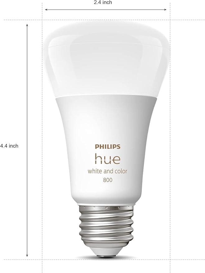 Philips Hue A19 LED Smart Light Bulb - White and Color Ambiance - 60W Indoor Light Bulb - Control with Hue App - Compatible with Alexa, Google Assistant and Apple Homekit - 3 Pack
