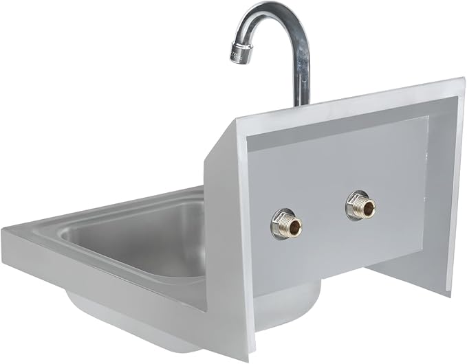 12" Wide Stainless Steel Wall Mounted Hand Sink | Commercial Prep Utility 9" x 9" Bowl for Kitchen Laundry Garage | 4" Center Gooseneck Faucet, 10" Backsplash, 16"D x 12"W x 13"H, 20 Gauge, NSF