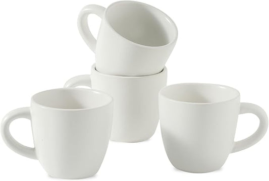 HASENSE 7 Ounce Cappuccino Cups Set of 4 Perfect for Latte, Americano, Cafe Mocha and Tea, Ceramic Coffee Cups Ideal for Party Cafe Home and Kitchen, Microwave and Dishwasher safe, White