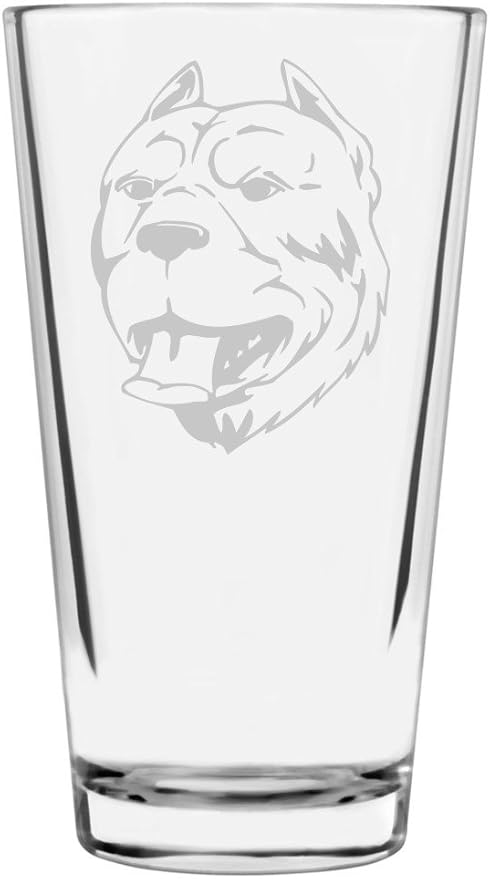 American Pit Bull Terrier (APBT) Dog Themed Etched All Purpose 16oz Pint Glass