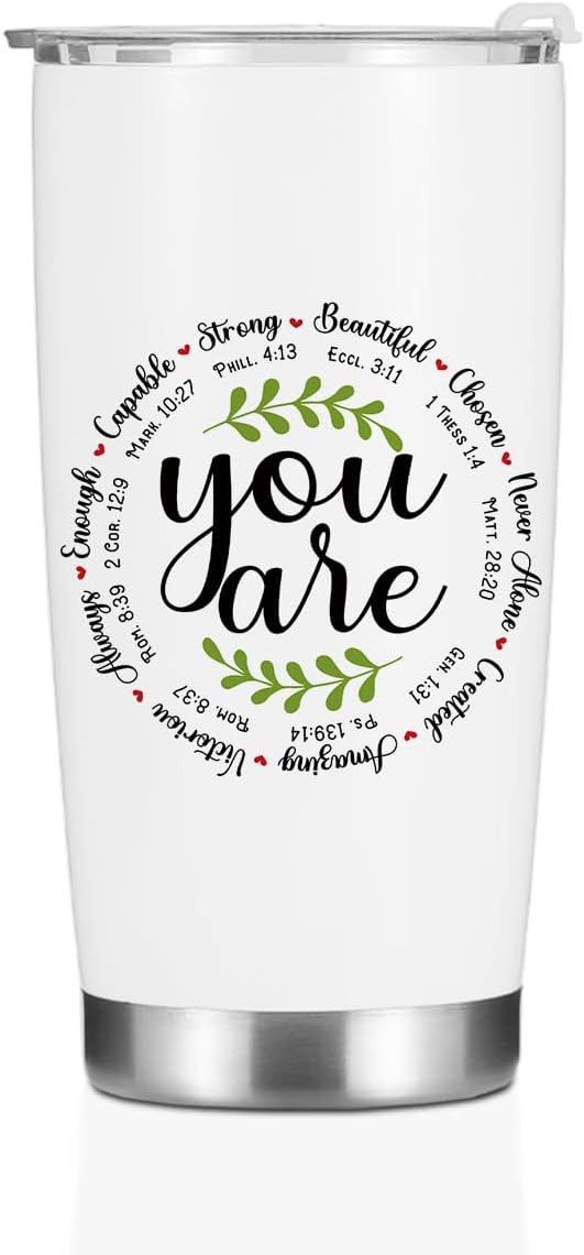 Christian Gifts for Women Men Tumbler, Inspirational Bible Verse Scripture Gifts Birthday Christmas, Faith Religious Coffee Mug Stainless Steel Vacuum Insulated Double Wall Travel Cup with Lid,20oz