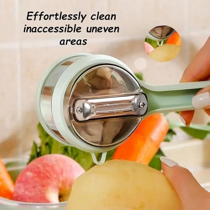 New with Box Storage Kitchen Special Fruit Peeler, Peeling Knife with Storage Box,Double-Sided Stainless Steel Multi-function Peeler for Home Kitchen，For Everyday Fruit and Vegetables Cooking (green)