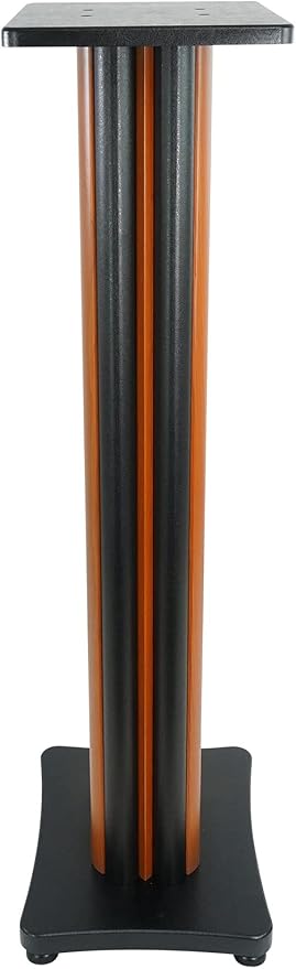 Rockville Pair SS36C 36" Classic Wood-Grain Speaker Stands, Solid MDF, 100 lb Capacity, Dual Top Plates, Isolation Pads, Brass and Rubber Spikes, Cable Management for Home Audio and Studio