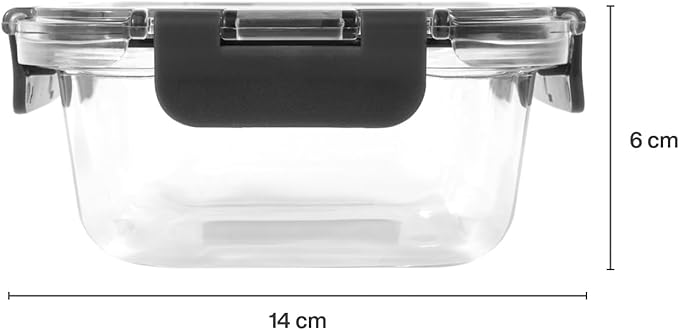 Zyliss E981064 640ml Glass Container, Shatter Resistant Glass, Airtight Food Storage Box with Sealable Lid, Microwave Safe, BPA Free, Freezer Safe, Fridge Storage, Food Container, 18cm x 14cm x 6cm