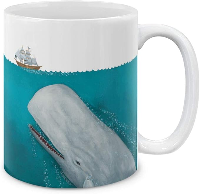 MUGBREW White Whale Moby Dick Ceramic Coffee Mug Tea Cup, 11 OZ