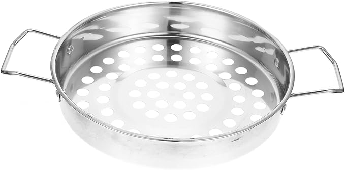 Hemoton Stainless Steel Colander With Double Handle Large Hole Cooking Strainer Mesh Steaming Basket for Draining Food Pastas Washing Fruits Vegetables Salads Silver