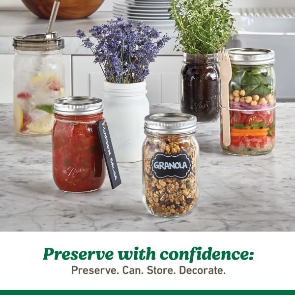Ball Easy Label Glass Mason Jar, Regular Mouth, Pint Size, 16 OZ (Pack of 2)