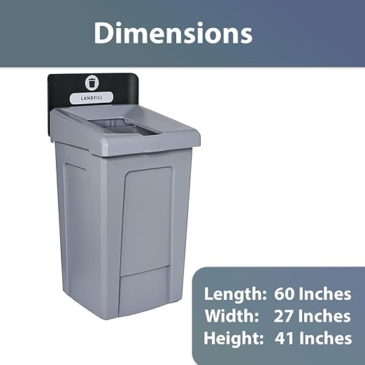 Stager Direct, 33 Gallon Landfill Recycling Station with Lid, Recycle Bin, Exterior Trash Can, Recycling Station Kit, Heavy Duty Premium Plastic, Perfect for Kitchen, Office, Garden, Garage, (N.4)