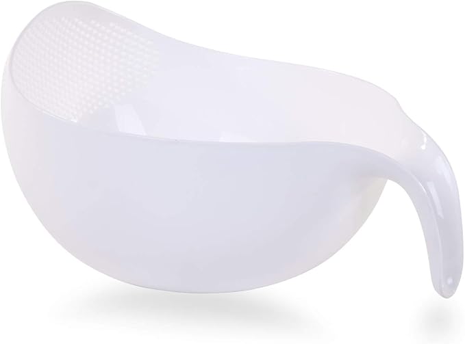 Mintra Home Rice Colander (White) - Strainer, Lightweight, for cleaning rice, beans, fruit and vegetables 9.5x13x7