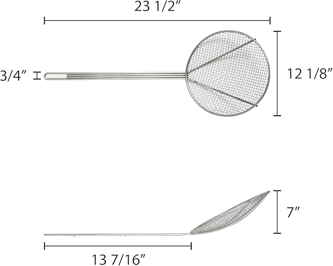 TrueCraftware- 12-Inch Round Wire Skimmer Nickel Plated- Mesh Strainer Skimmer Kitchen Utensil Food Strainer Skimmer Spoon for Cooking Sieve Sifters Rice Quinoa Pasta Fruits Vegetables