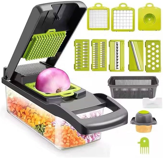 DOSTDR - Vegetable Chopper, Mandoline Slicer, Veggie Chopper, Food Chopper with Container, Vegetable Cutter & Spiralizer for Onion Salad Vegetable Chopper, Fruit Slicer, Shredding, Multi-Function