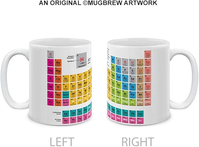 MUGBREW Periodic Table of Elements White Ceramic Coffee Mug Tea Cup, 11 OZ
