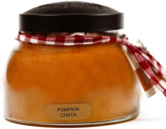 A Cheerful Giver - Pumpkin Chata Mama Scented Glass Jar Candle (22oz) with Lid & True to Life Fragrance Made in USA