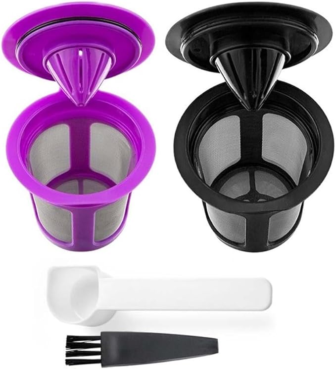 Reusable Coffee Filters For K-eurig 2.0 K200-K560 And K40-K155 Stainless Steel Mesh With Silicone Ring Easy Clean Refillable Pod 2 Pack Includes Spoons And Brushes