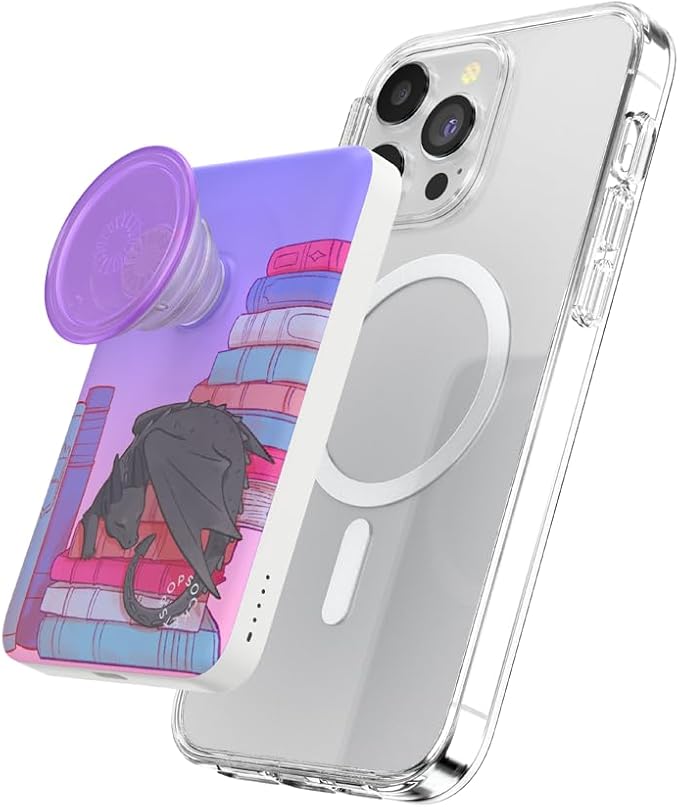 PopSockets PowerPack for MagSafe, Portable Phone Charger, Magnetic Wireless Portable Charger, 5000mAh - Curled Up with A Good Book