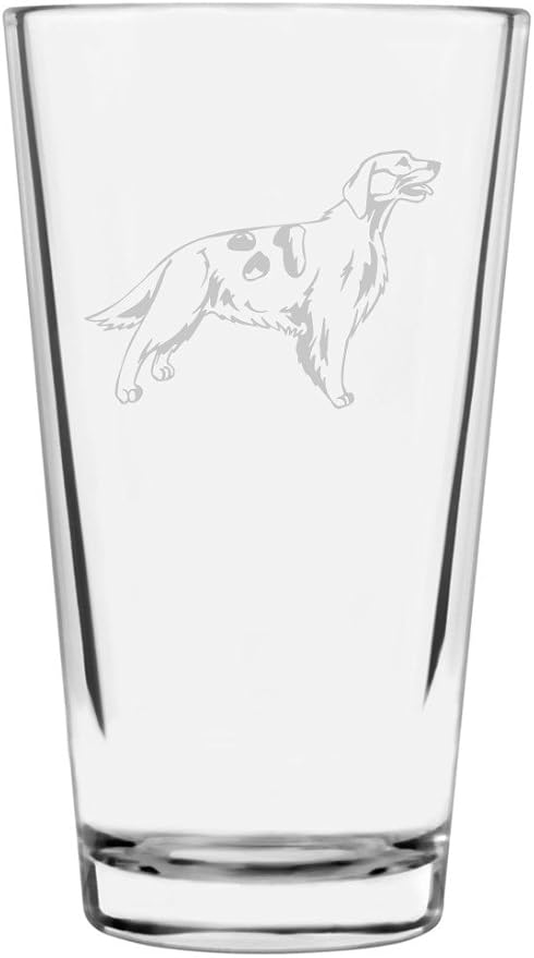 Irish Red and White Setter Dog Themed Etched All Purpose 16oz Pint Glass