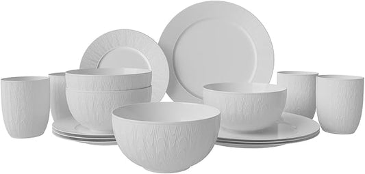 Yoshy Bone China Dinnerware with Lightweight Durable Chip Resistant Design Service for 4 (16 Piece - Service for 4, Streamsong)