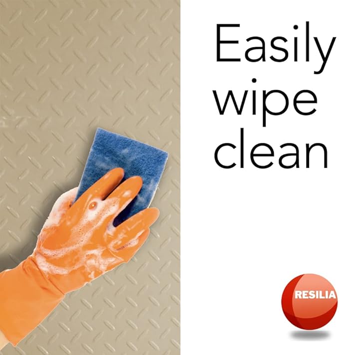 RESILIA Premium Under The Sink Mat- Large Universal Size, Cut to Fit Cabinets, Shelf & Drawer Liners, Thick Plastic Diamond Plate Surface, 24 x 48 inches, Beige/Tan, Made in The USA