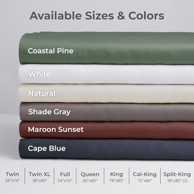 Cariloha Aloha Soft 4-Piece Sheet Set | White | Split King | Made from 100% Viscose derived from Bamboo | Introductory Sheet Line