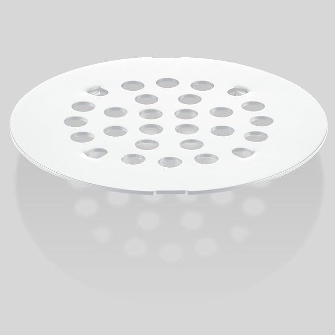 Bropury 4-1/4-Inch Easy-to-Install Snap-in Shower Drain Cover Floor Drain Replacement Cover Stainless Steel (White)