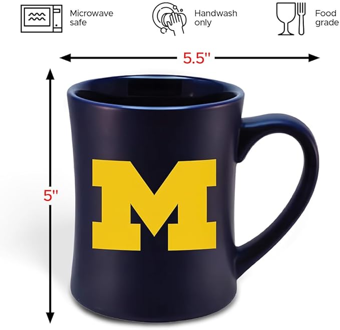 Michigan Wolverines Ceramic 16oz Sculpted Mug – Official Team Logo Coffee Cup – Handwash Recommended – Individually Boxed