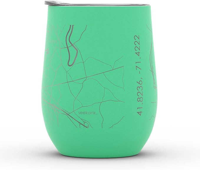 Well Told Engraved Providence Rhode Island Map Insulated Wine Tumbler, Etched Stainless Steel Cup (12 oz, Sunday Green) City Map Insulated Tumbler, Custom Insulated Tumbler, Outdoor Drinkware