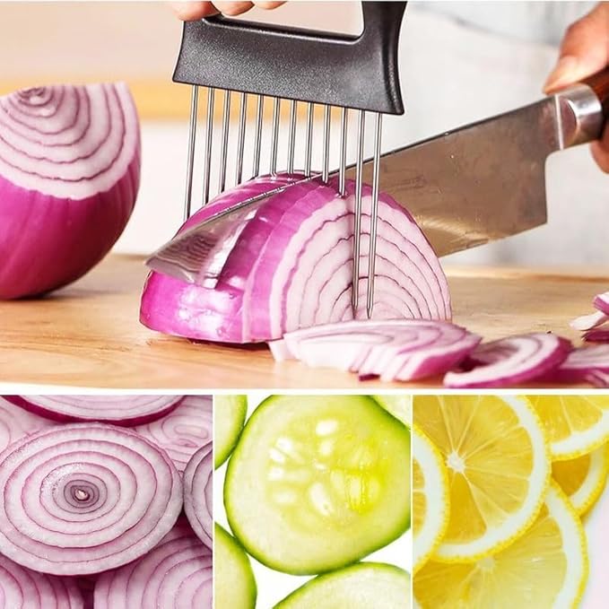 Onion Slices Holder: Ultifunctional Fruit Egg Onion Holder for Slicing,Lemon Slicer Vegetable Cutter,Loose Meat Pin, Kitchen Chopper Slicing Tool (2PCS)