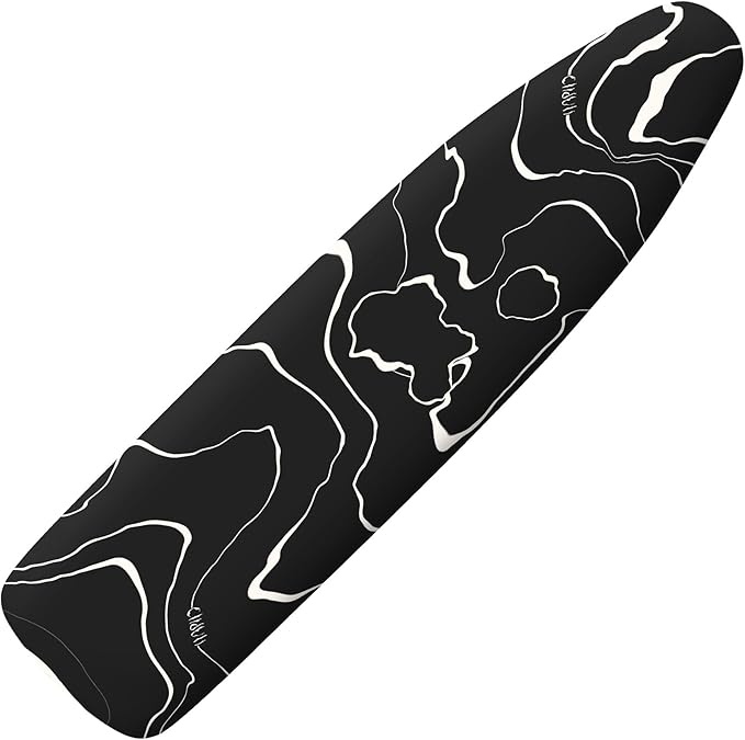 Extra Thick Ironing Board Cover and Pad, 15x54 Ironing Board Cover, Resist Scorching and Staining,Elastic Edges,Modern Art Geometric Black